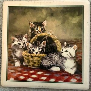 Stone Art Set of 4 Absorbent Stone Coasters "Cute Cats/Kittens" New in BOX